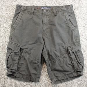 American Eagle Black Gray Plaid Cargo Shorts Mens 36 Vintage Y2K